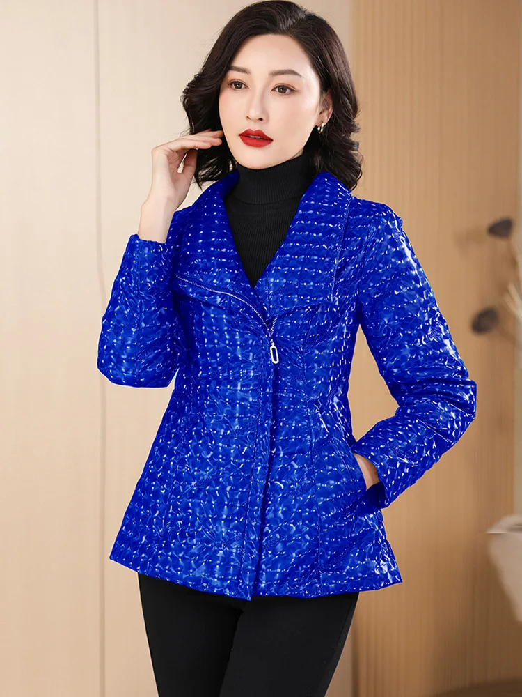 New Women Lightweight Down Jacket Winter Elegant Fashion Stand Collar Warm Short White Duck Down Coat Slim Outerwear Female