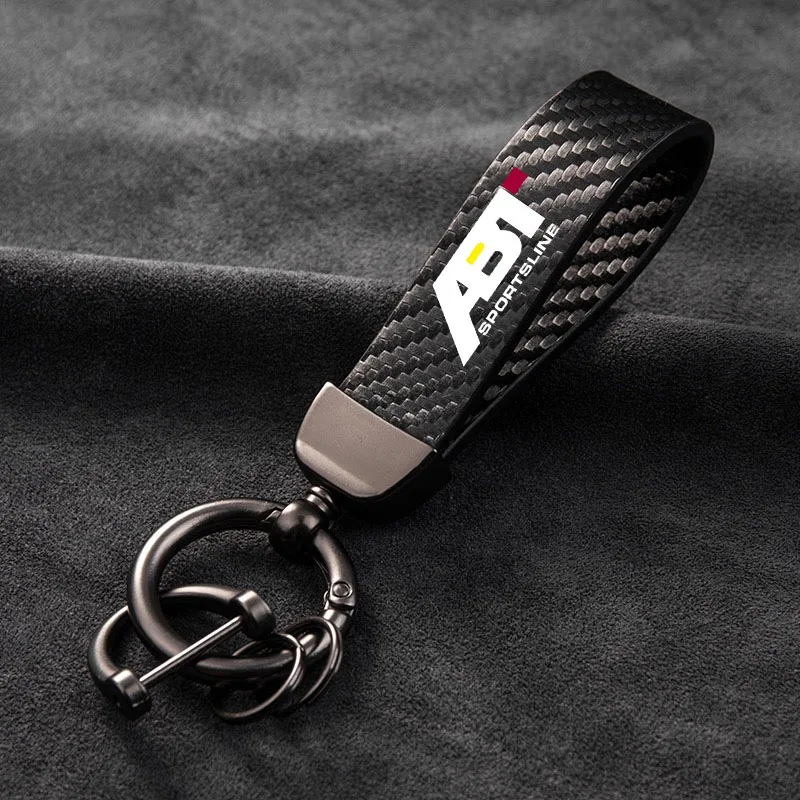 

For ABT Audi RS3 RS4 RS5 RS6 RS7 S4 S5 S6 SQ7 SQ2 car Accessories Fashion Leather Keychain custom gift Key Rings with blue line