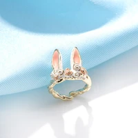 new cute 925 sterling silver rabbit open rings for women kids easter gift wedding party finger jewelry girls gifts for her
