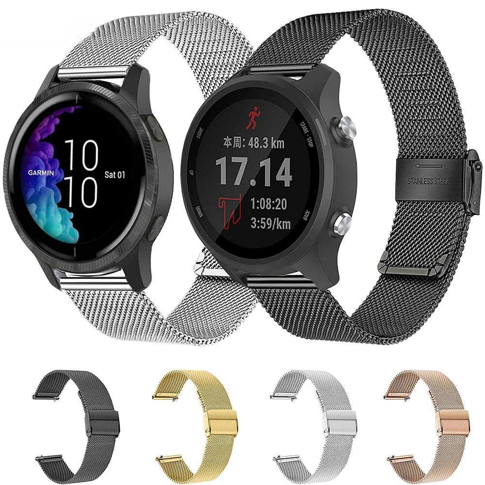 Stainless Steel Bands For Garmin Venu SQ Music Wrist Straps For Forerunner 245 645M Vivoactive 4 3/Venu Move 3 Luxe 20MM/22MM