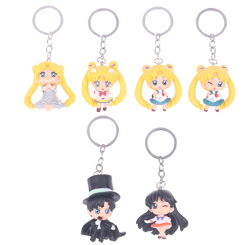 

Anime Sailor Moon Keychain Tsukino Usagi Chiba Mamoru Sailor Mars Kawaii Doll For Fans Bag Ornament Keyring Car Pendant Gift