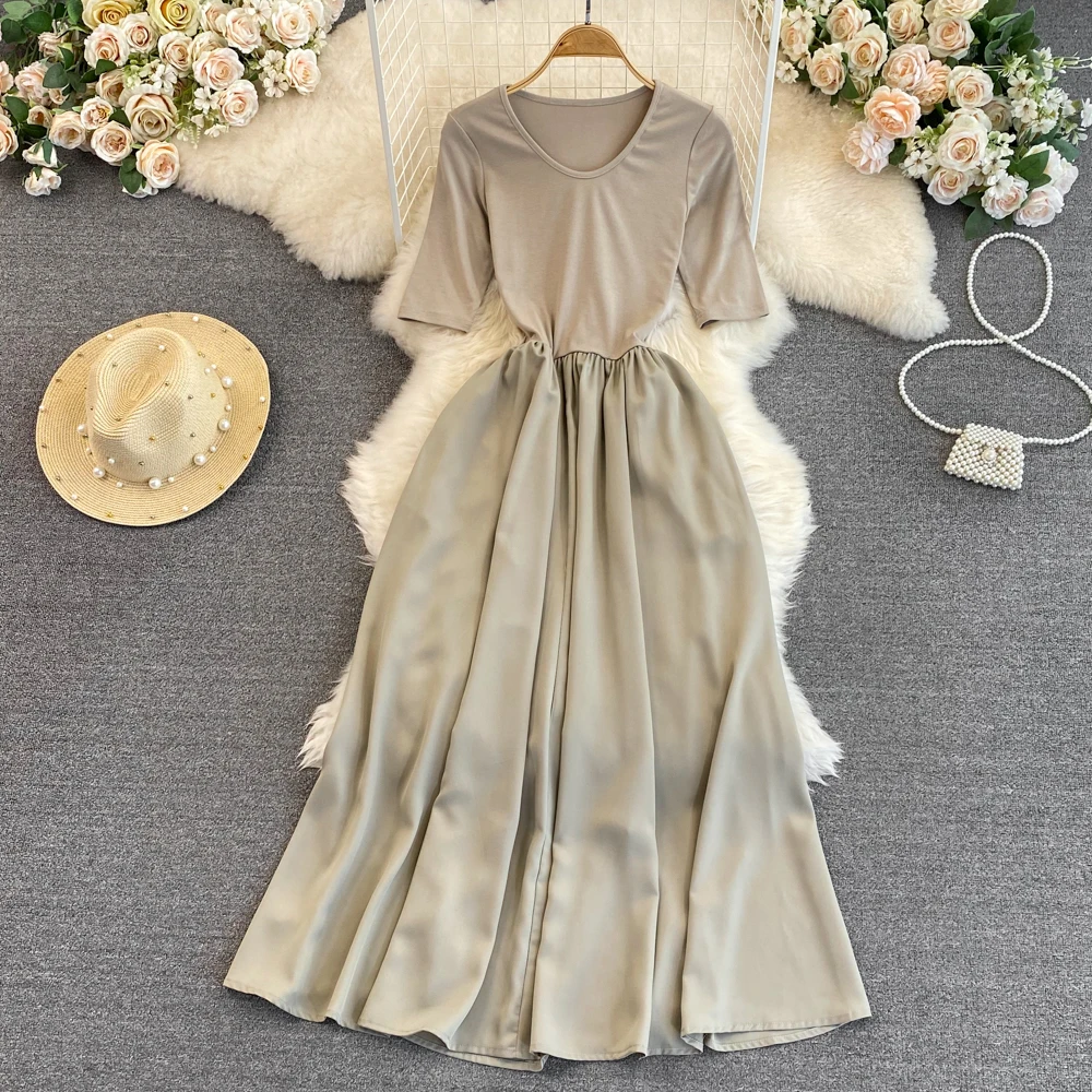 

Autumn Korean Version Gentle Wind Super Xian Long Sleeve V Neck Waist Slimming Big Swing Dress