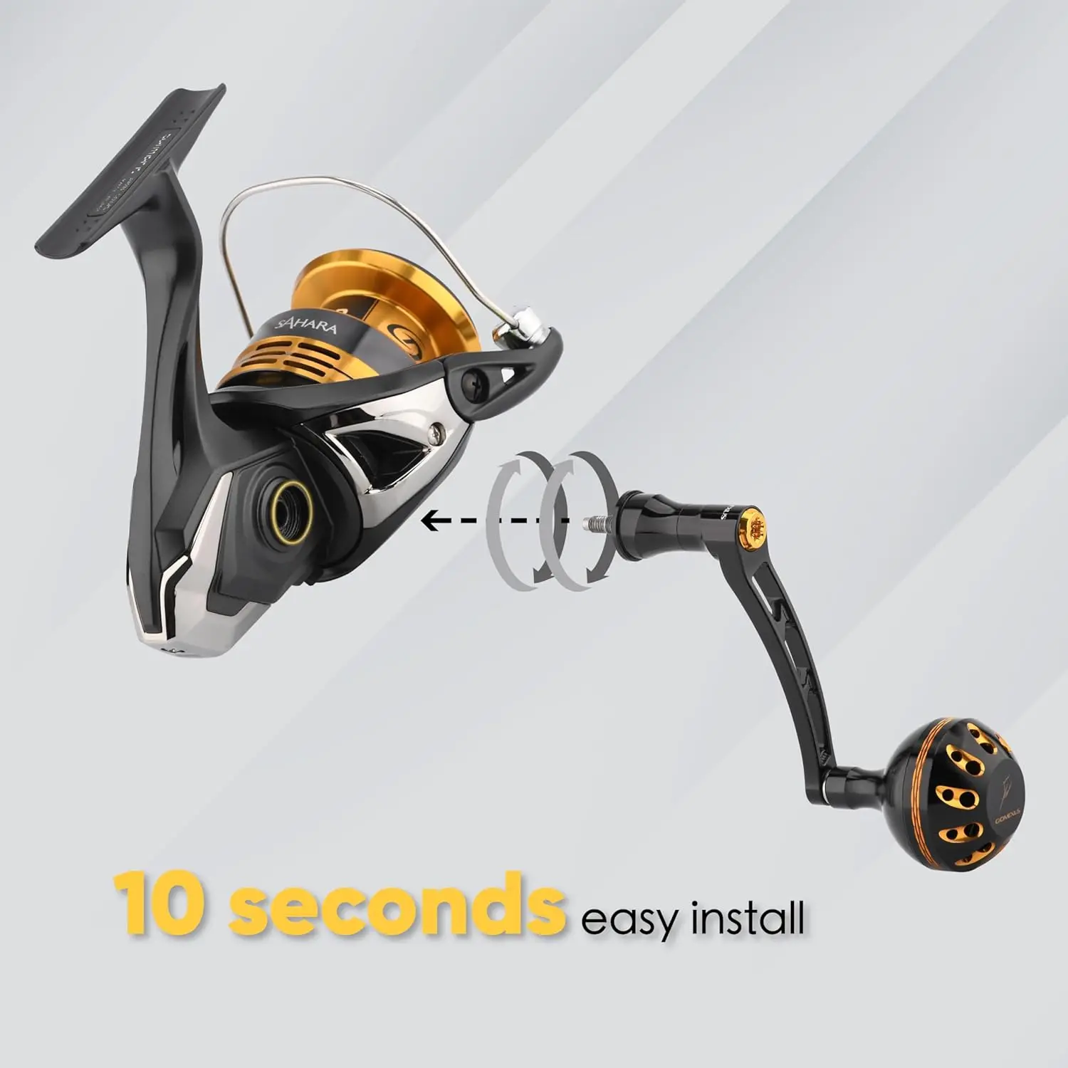 Фото Рукоятка для спиннинговой катушки Gomexus LMY-A38 70 мм, алюминиевая, для Shimano Daiwa №5