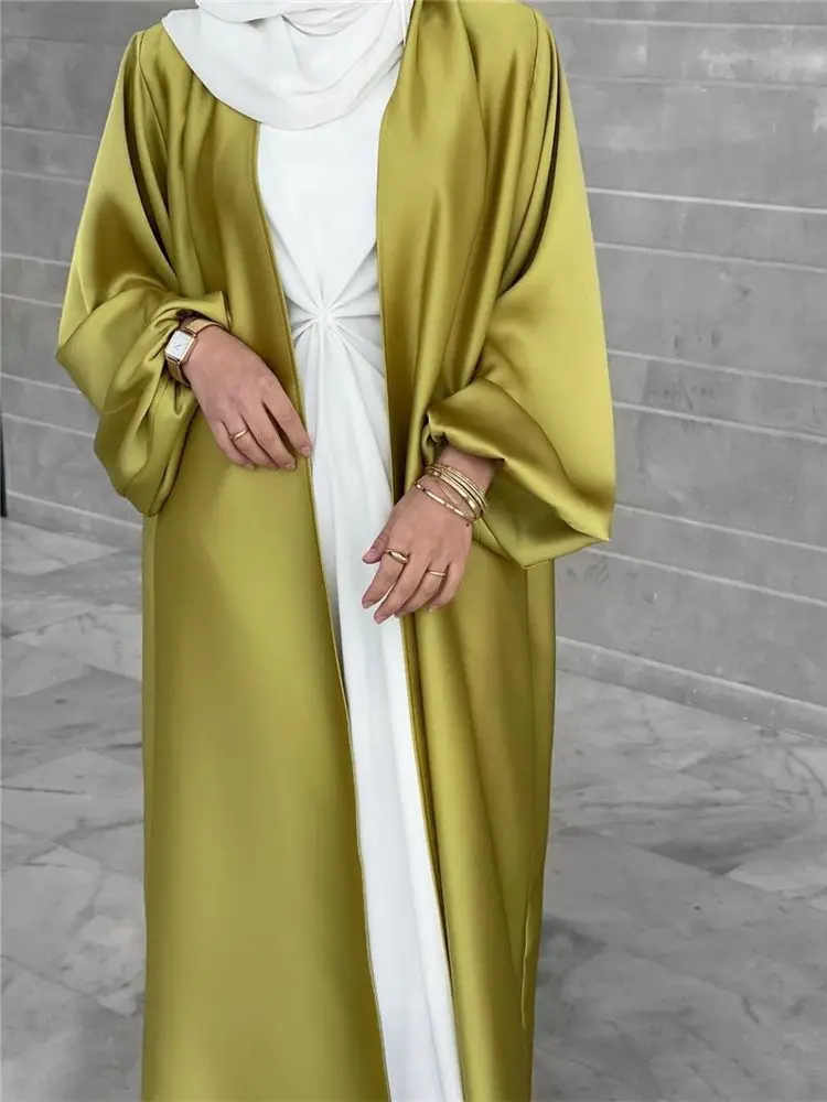 Рамадан Eid Абая для женщин кимоно для женщин Musulmane сатиновый Кафтан Макси арабский абайя Дубай Турция ислам Пакистан мусульманское платье