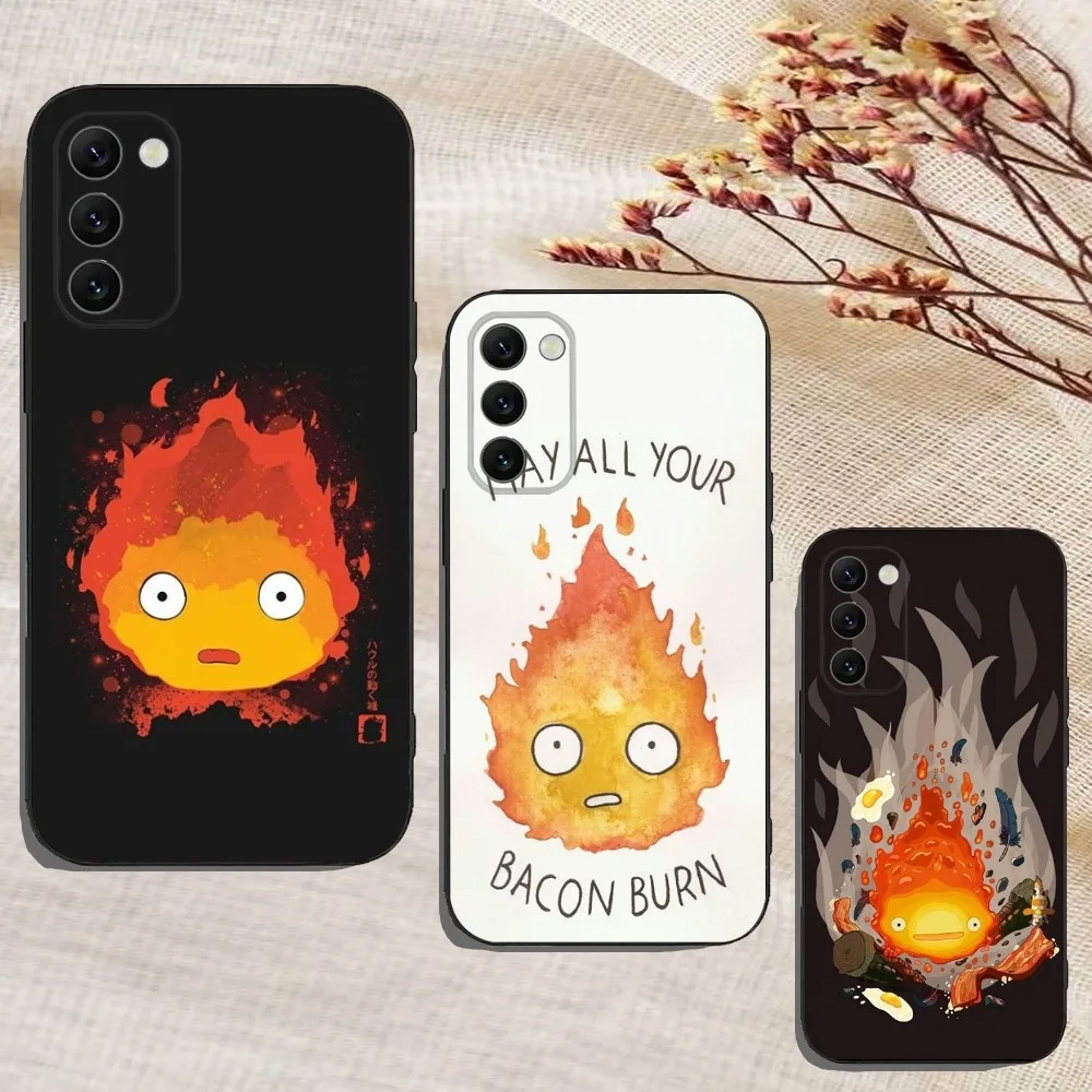 Fire Cute C-CalciferS Phone Case For Samsung Galaxy A20 A21s A22 A31 A32 A52 A53 A72 73 A80 A91Soft Black Cover