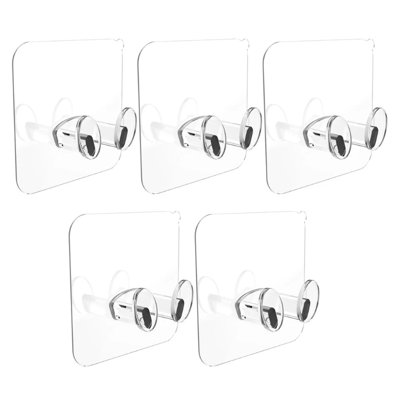 

5Pcs Home Office Wall Adhesive Power Plug Socket Holder Hanger Sticky Hook Shaving Razor Key Transparent Wall Storage Hooks