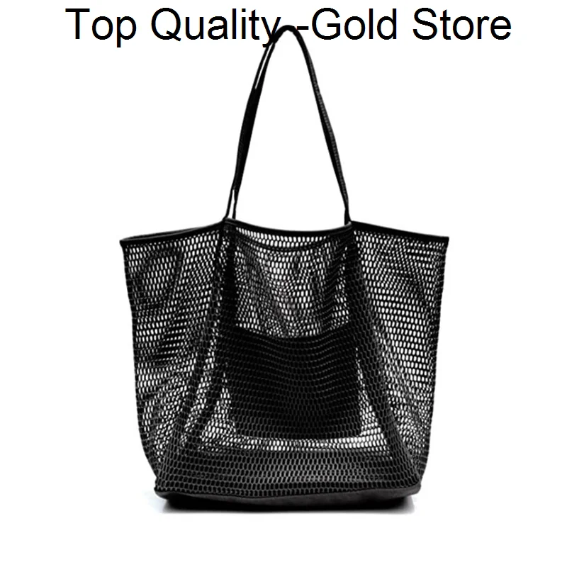 

Casual Mesh Portable Beach Bag Travel Vacation Hollow Out Women Shoulder Handbags Wash Gargle Swimming Clothes Storage