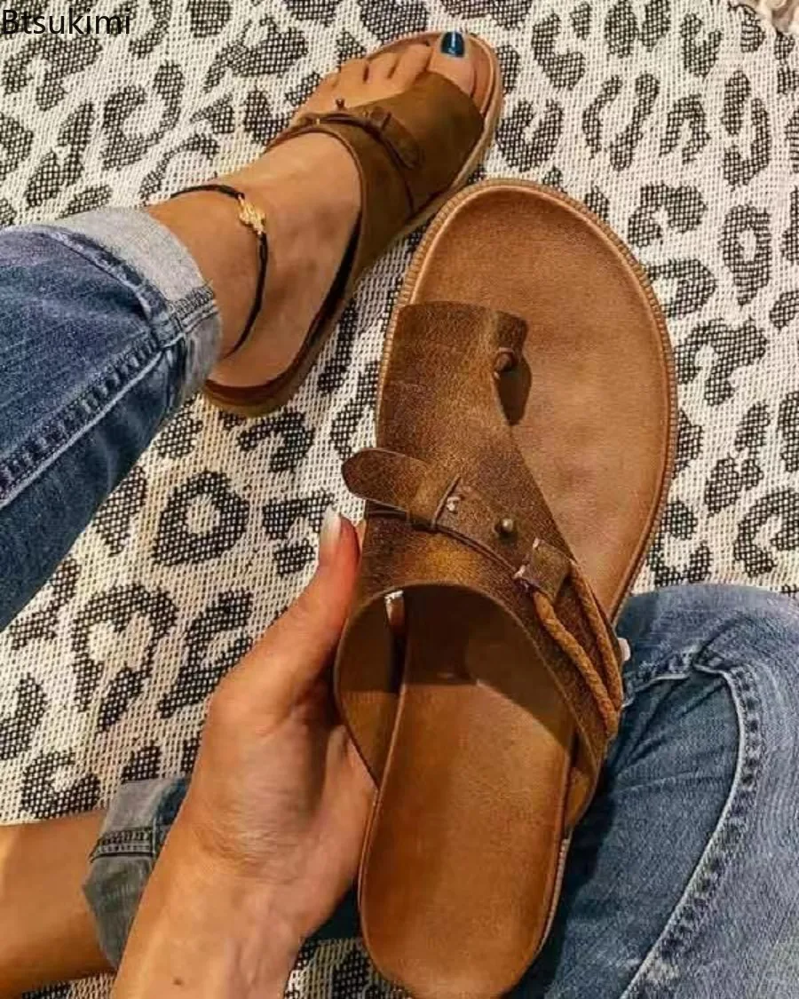 

2023 Women's Summer Slippers Sandals Flat Bottomed Pintoed Ladies Summer Shoes Beach Outdoor Women's Flip Flops Zapatillas Mujer