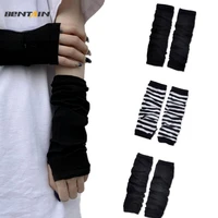 unisex long fingerless gloves anime cosplay gloves gothic gloves arm warmers knitted wrist elbow mittens apparel accessories