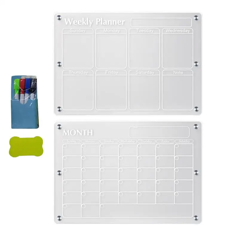 

Доска-планировщик, магнитная наклейка на холодильник, календарь, многоразовая магнитная доска для сухого стирания, график, прозрачное акриловое меню для холодильника, сообщения