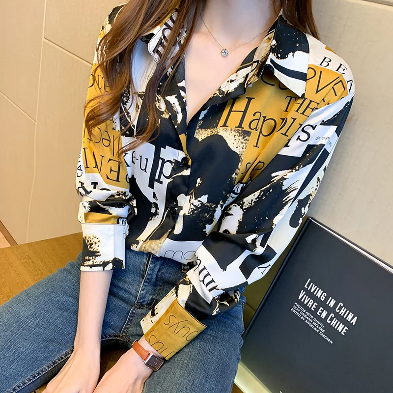 Женская шифоновая блузка с принтом дизайнерская роскошная винтажная длинным