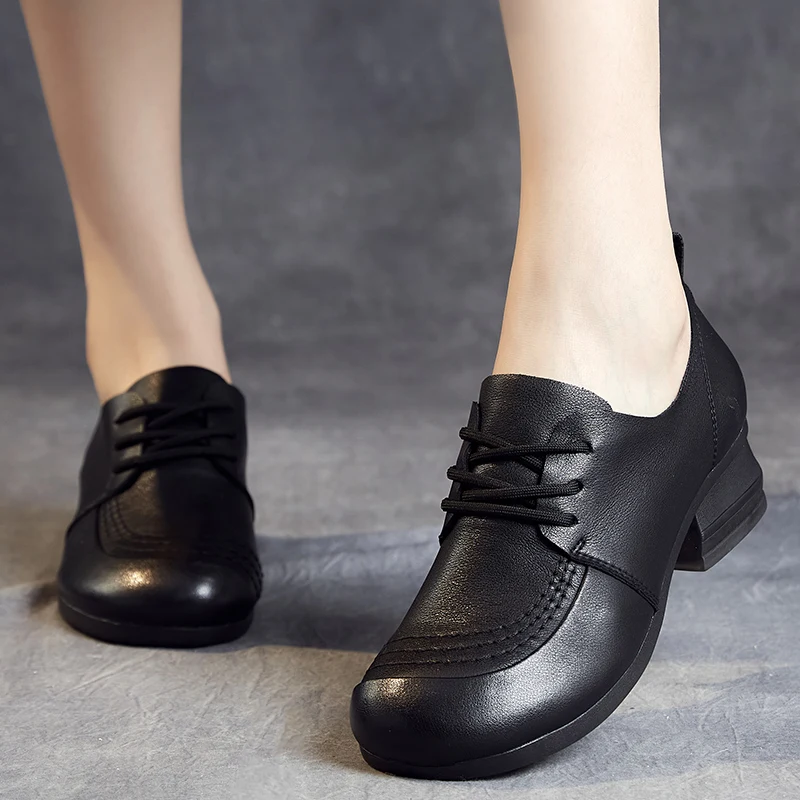 

Birkuir Thick Heels Shoes For Women Retro Sewing Luxury Lace Up Woman Mother Shoes Comfort High Heel Elegant 4cm Mid Heel Ladies