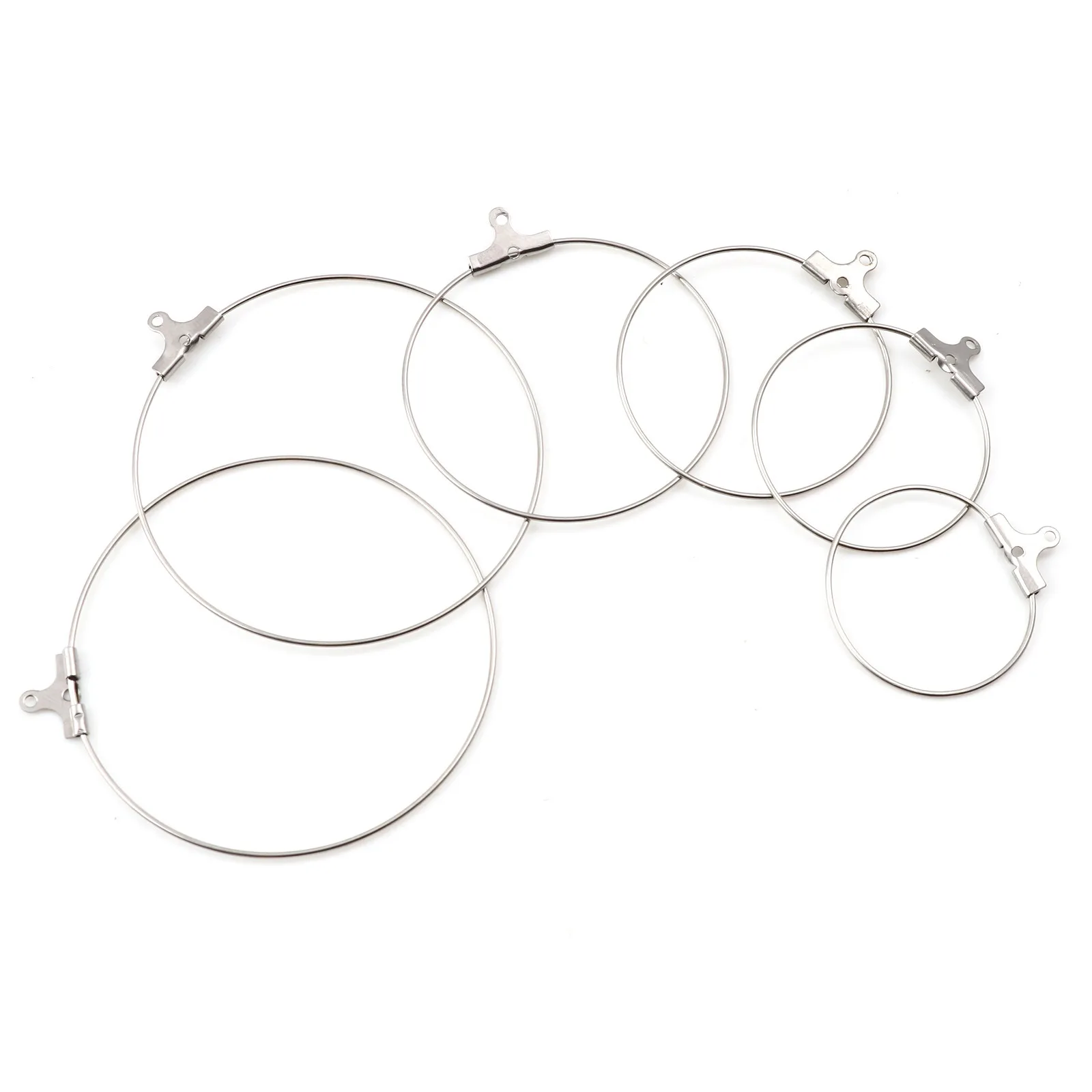 

Stainless Steel Big Round Hoops Earrings Dangle Clasp Ear Wires Hooks Diy Circle Earring Findings Jewelry Making Accessories