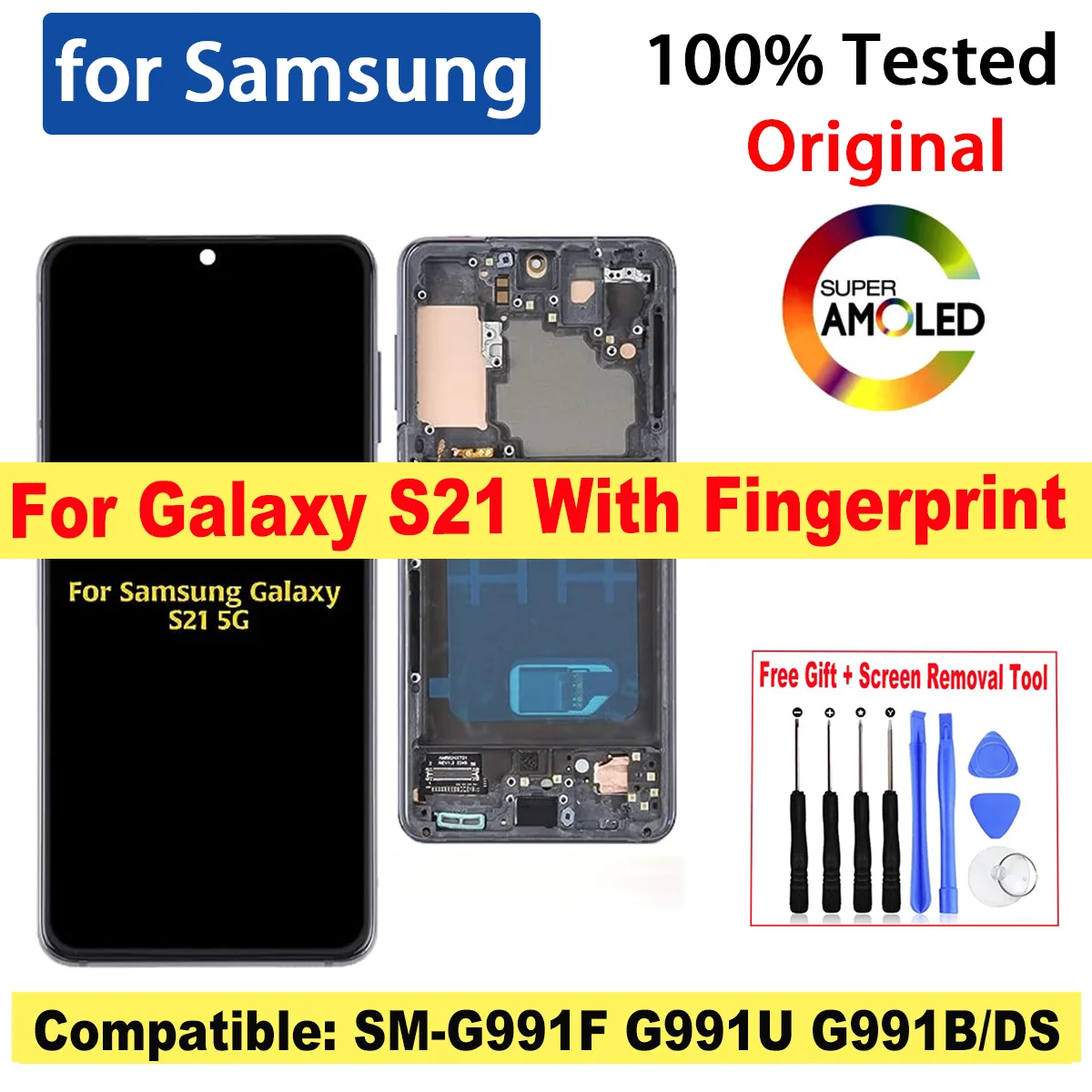 Оригинальный ЖК-дисплей для Samsung Galaxy S21 5G G991U G991B/DS дисплей Сенсорная панель дигитайзер в сборе для Samsung S21 LCD