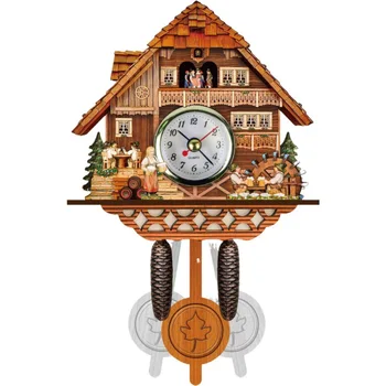 Wall Clock Retro Wooden Art Clock Time Bird Bell German Black Forest Cuckoo Clock Swing Educational Toy