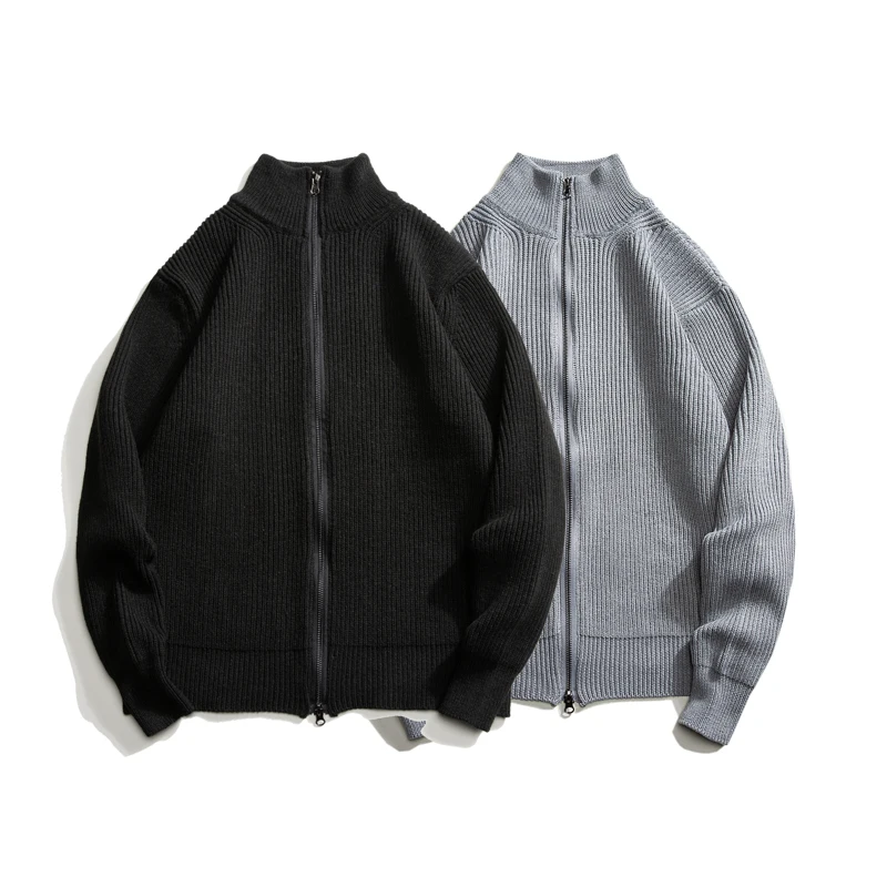 

Unisex Clothing 2023 Casual Loose Men's Knitted Jackets Fashion Zipped Stand Collar Sweater Autumn and Winter Warm Coat