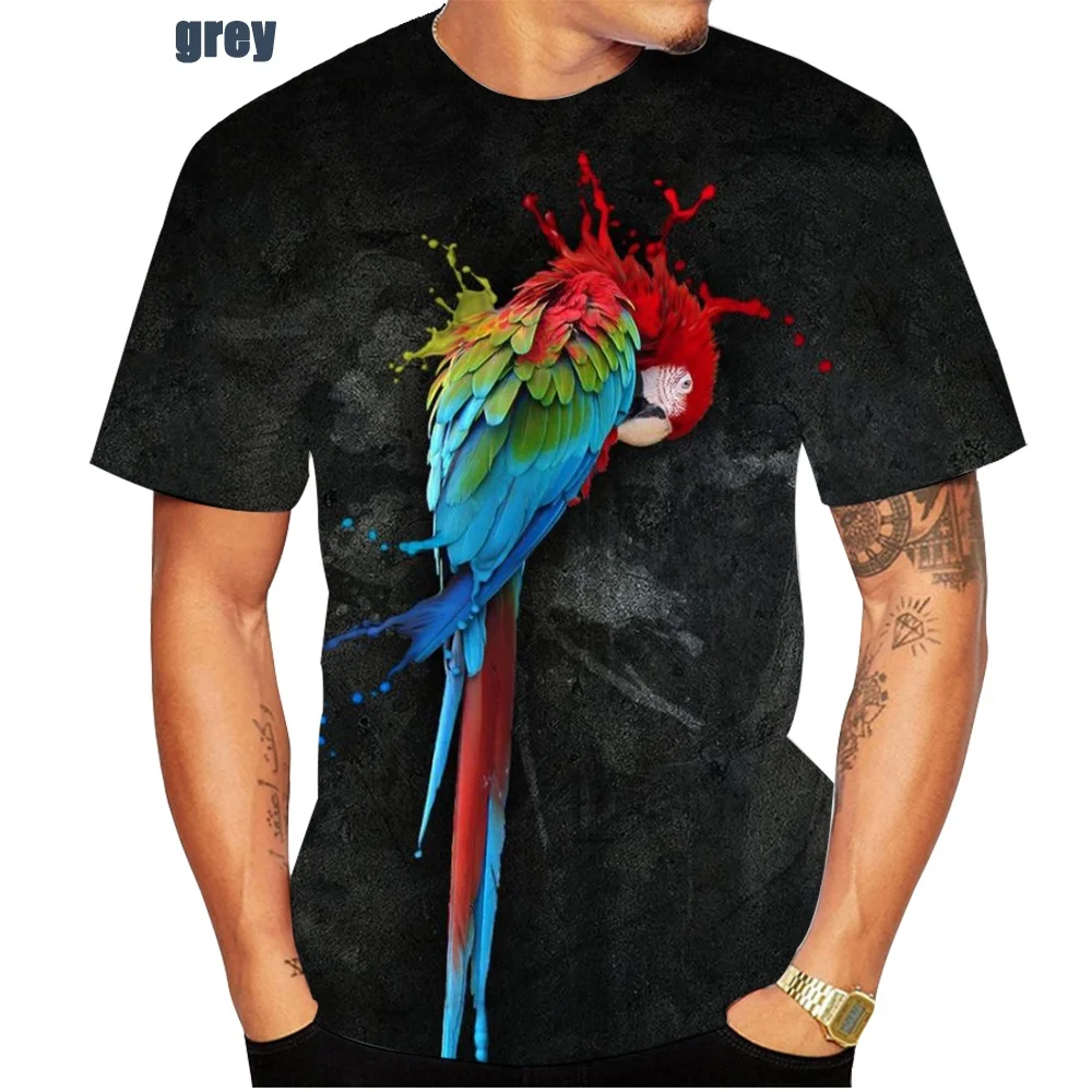 Футболка Мужская/женская с 3D-принтом модная тенниска рисунком животного попугая