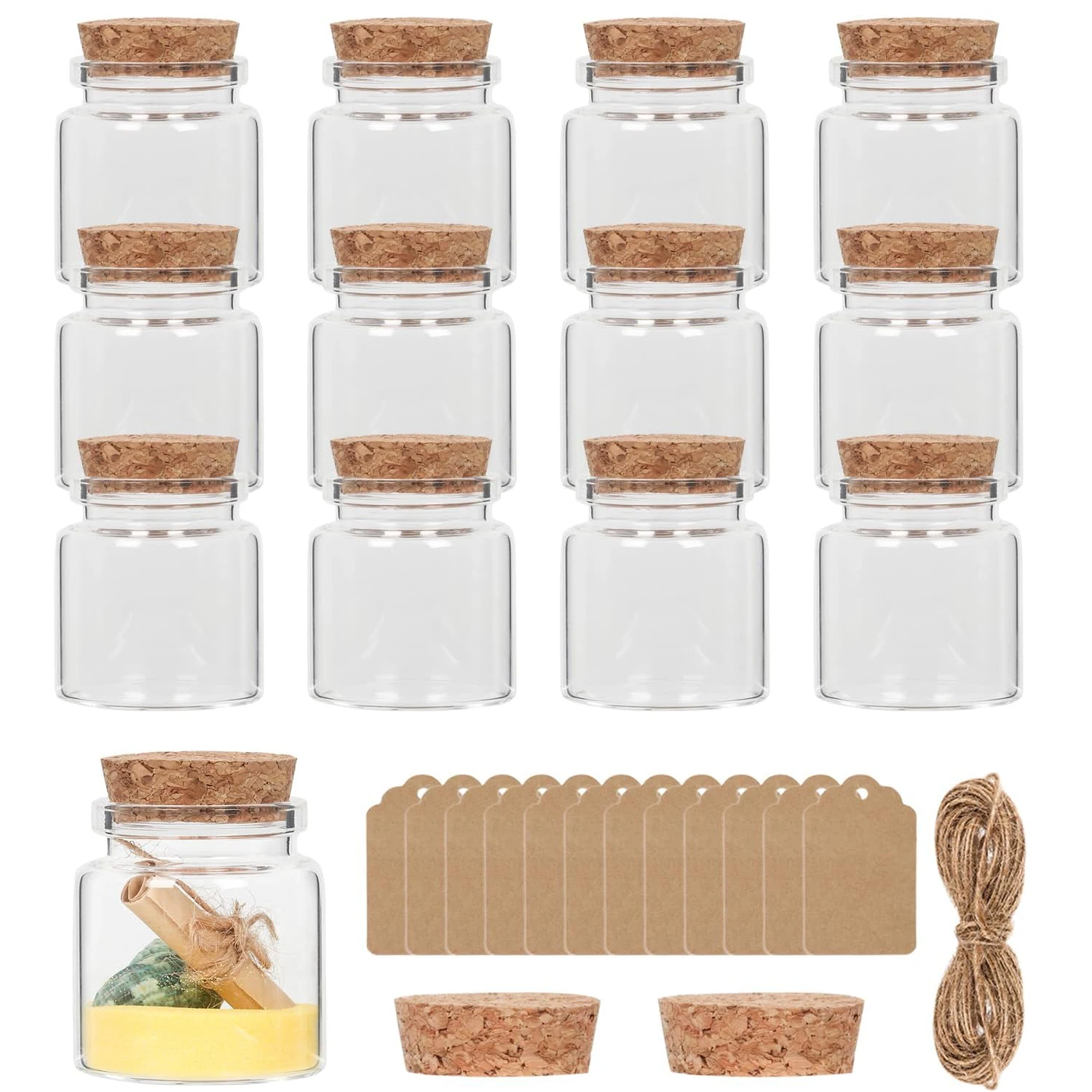 Маленькие стеклянные дневные крышки 50 мл бутылки для таблеток с крышками банки