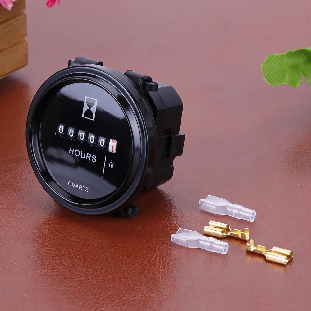 12/24/36v Mini Hour Meter Marine Boat Engine 2" Round Waterproof Gauge Moto Auto Car Trucks Mechanical Counter Timer - купить по
