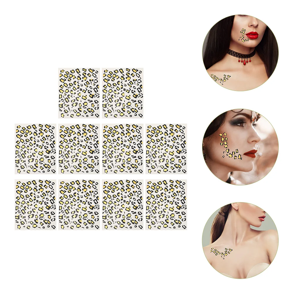 

10 листов, леопардовая наклейка для татуировки, наклейки для костюма, поддельные татуировки, временная одежда, переводная вода, Женская юбка