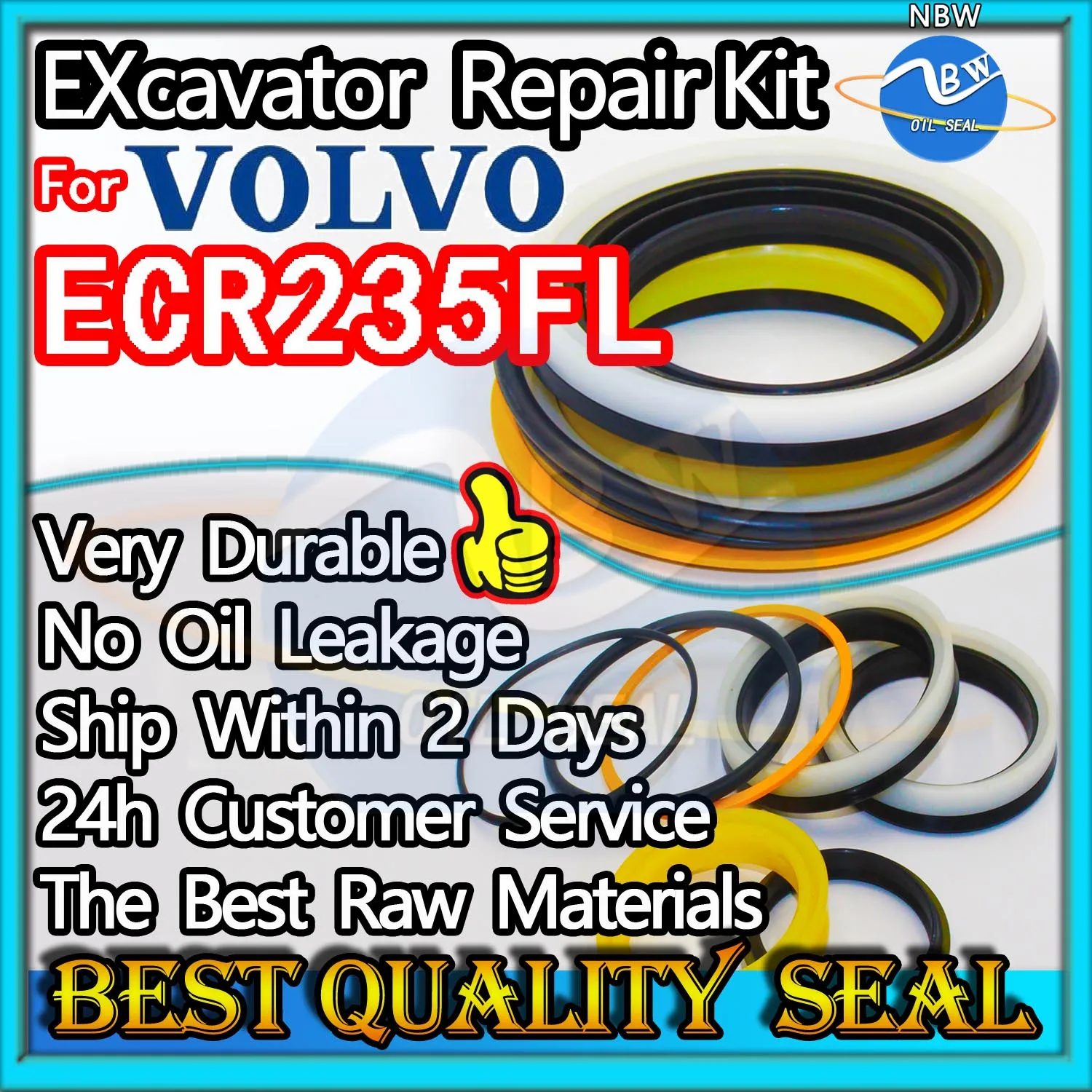 

For VOLVO ECR235FL High Quality Oil Seal Kit Excavator Repair Digger Clamshell Shovel Adjust Swing Gear Center Joint Gasket NBR