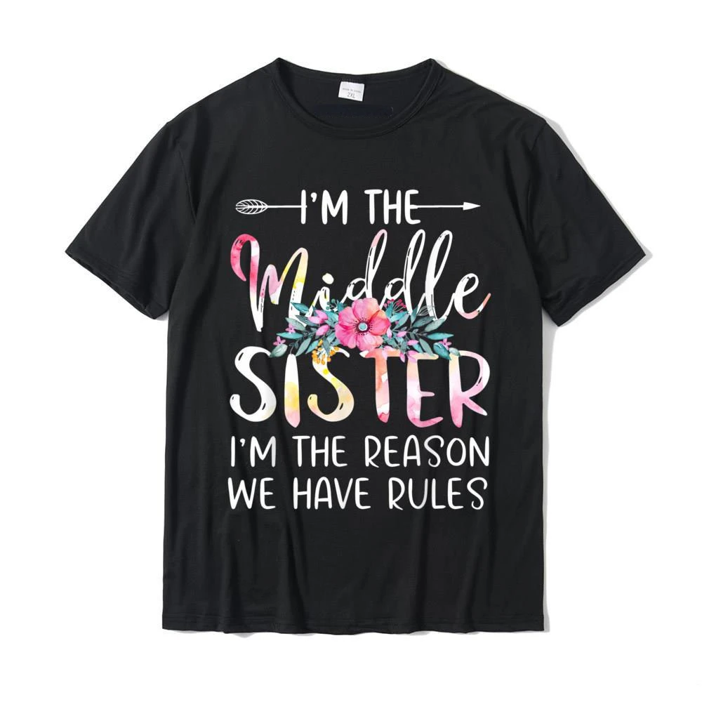 

Women's 3D Printed Letters New Cotton Round Neck Short Sleeve T-shirt I'm The Middle Sister
