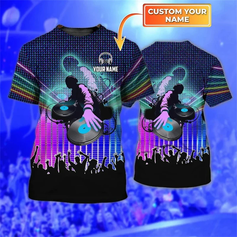 Фото Мужская футболка с 3D принтом DJ Music Graphic, летняя модная унисекс, повседневная футболка с рукавами Sjort, подарок для DJ Lovers, топы №3