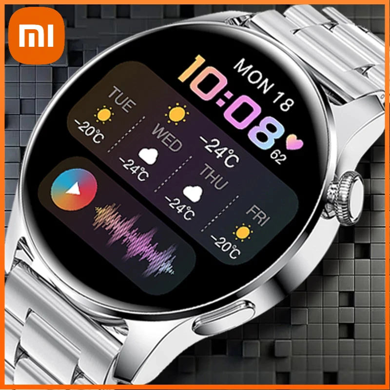 

Смарт-часы Xiaomi для мужчин и женщин, Роскошные Смарт-часы с Bluetooth, с функцией звонков, с пульсометром, спортивный фитнес-браслет для Android и IOS