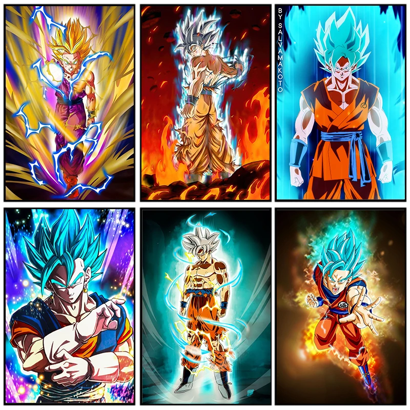 

Dragon Ball Poster Goku Vegeta Cartoon Character Canvas Painting Child Bedroom Mural Japanese Anime Art Picture Home Decoration