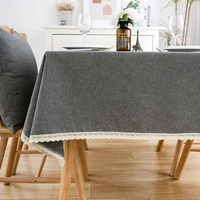tablecloth rectangular 180cm solid linen farmhouse with lace classic table cover for coffee dining table cloth home decoration