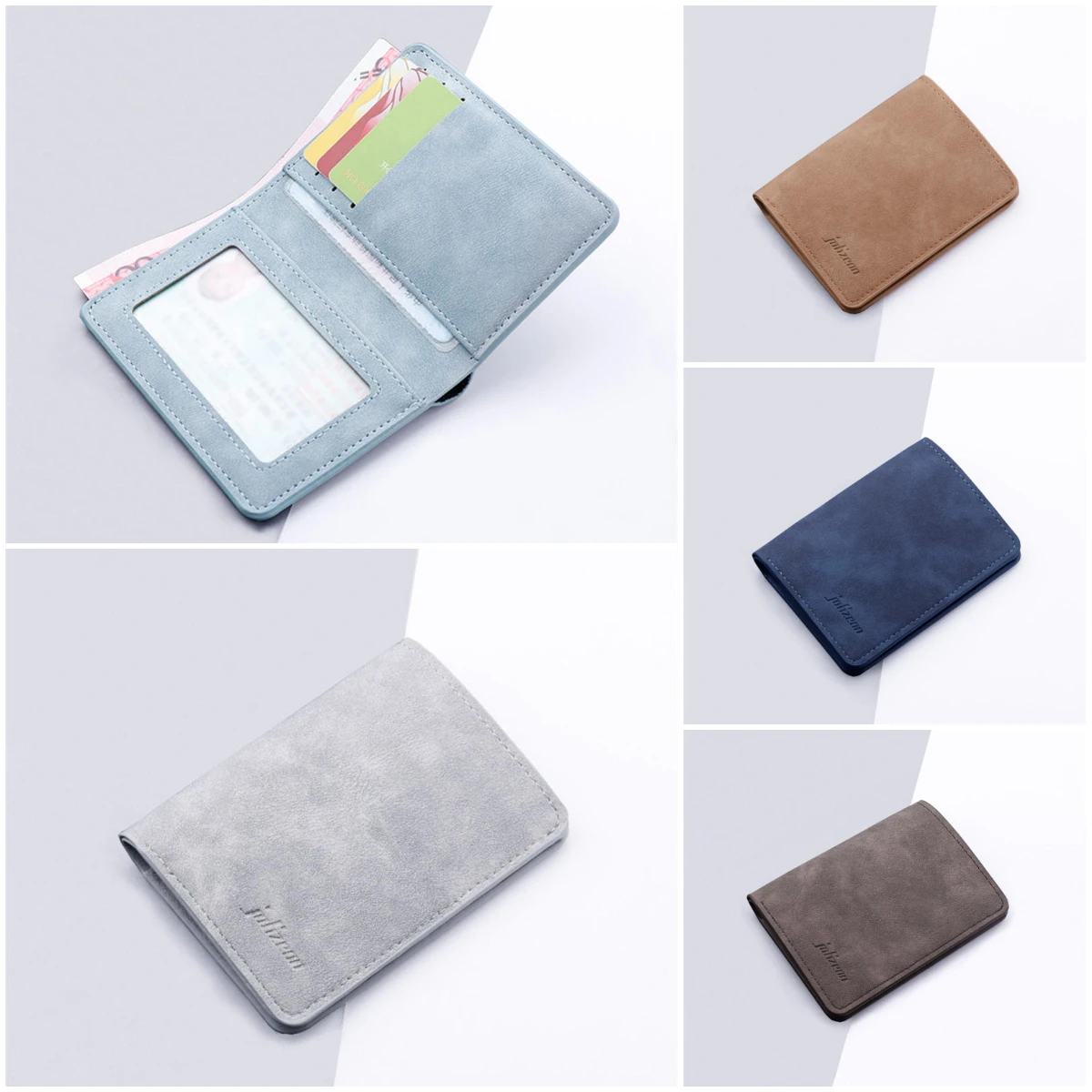 

PU Leather Mini Wallet Man Zipper Business Card Holder ID Money Bag Coin Pouch