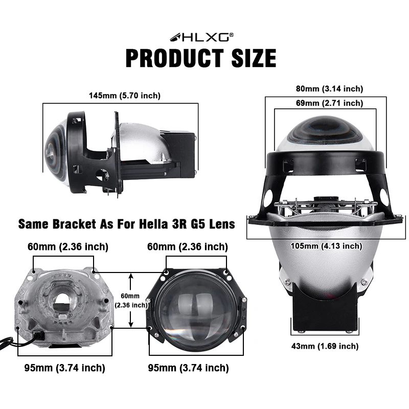 3 дюйма для Hella 3R G5 100 Вт лм Bi LED проекционный объектив светодиодная лампа