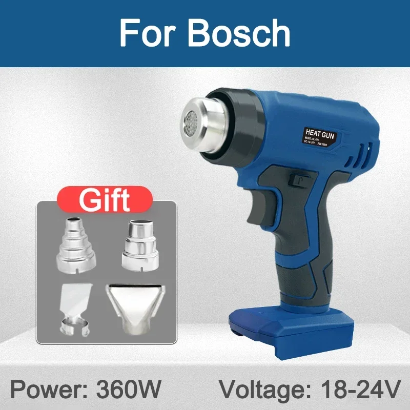

Портативный тепловой пистолет с 4 насадками для Makita/Dewalt/Milwaukee/Bosch/Black Decker, 18 в, 20 в, литий-ионный аккумулятор, беспроводной электрический тепловой пистолет