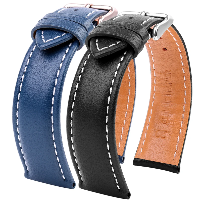 Ремешок для часов из натуральной кожи 20 мм, 21 мм, 22 мм, 24 мм для Breitling Longines Tissot IWC, черный, коричневый, синий, мужской браслет из воловьей кожи (art.: 3920d0eae0cae) - 3920d0eae0cae