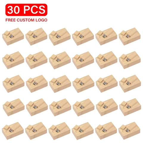 JASTER 30 шт./лот деревянные флэш-накопители USB 2.0 128 ГБ бесплатный логотип 64 ГБ флэш-накопитель с коробкой Memory Stick 32 ГБ 16 ГБ бизнес-подарок U-диск