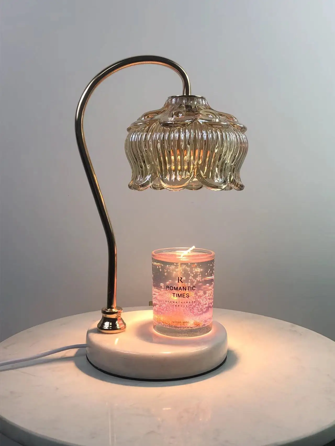 

Ароматическая лампа для плавления воска, плавильная свеча в виде ландыша, Хрустальная настольная лампа с регулируемой яркостью, Мраморная ароматическая лампа