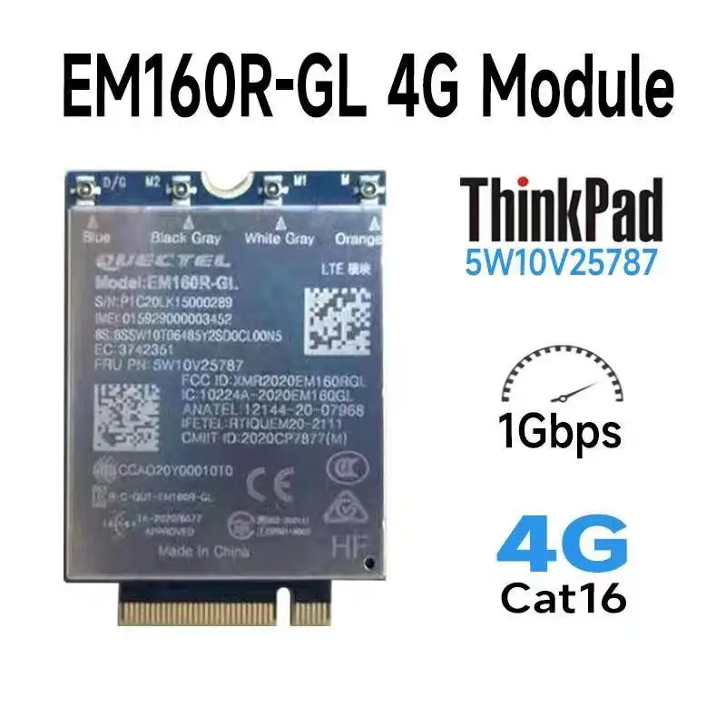 

Quectel оригинальный LTE EM160R-GL Cat16 M.2 модуль 5W10V25787 для ноутбука Thinkpad FRU T14 T15 T15G P15 P17 P14S P15S Gen2