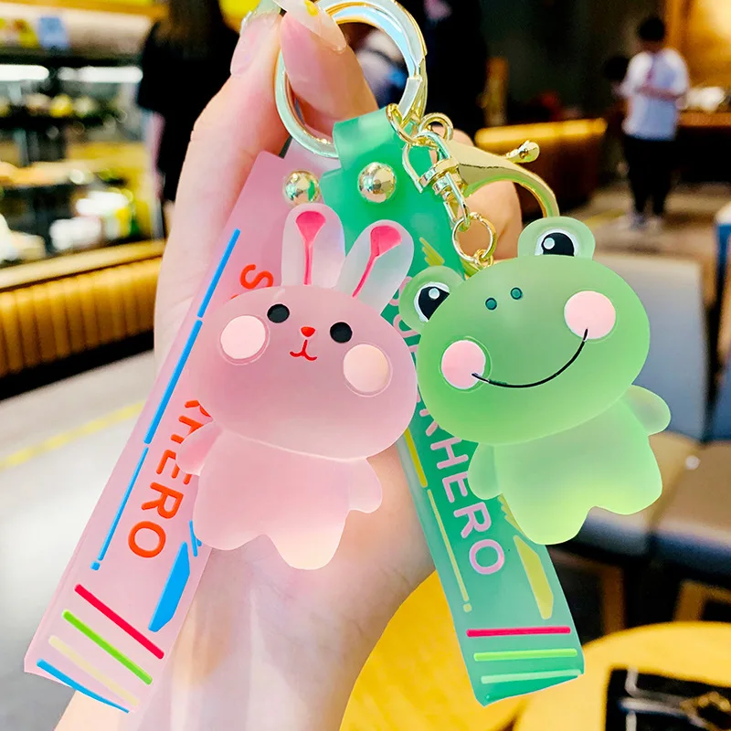 

Lovers Cartoon Crystal Powder Blusher Animal Series KeyChain Trend Resin Rabbit Key Chain Accessories Gifts Wholesale Keychains