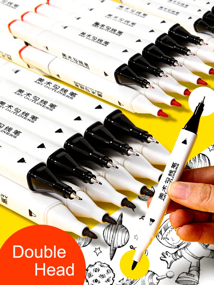 Перманентный маркер с двойным наконечником 6 шт./лот художественный outliner тонкие