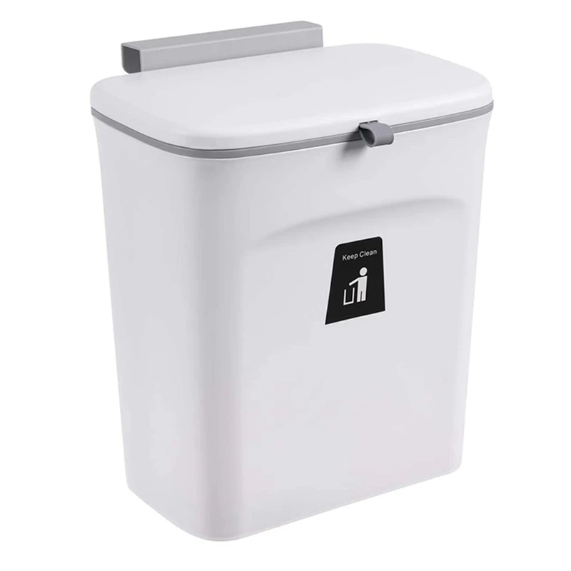 

Kitchen Compost Bin for Counter Top or Under Sink, Hanging Small Trash Can with Lid,Mountable Indoor Compost Bucket(C)
