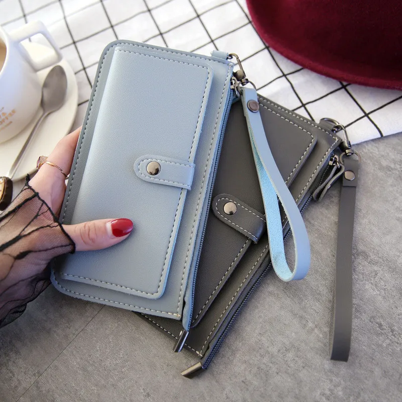 

1PC Fashion Women Wallet 2021 New PU Leather Long Wallets Multi-card Position Clutch Buckle Zipper Student Purse Wallet Women