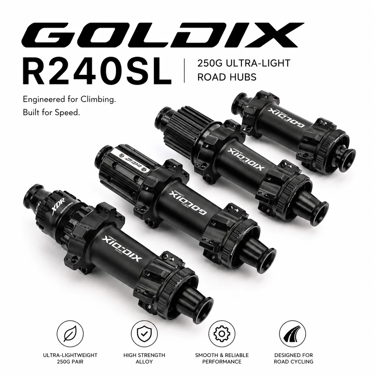 Фото Втулка GOLDIX R240SL для шоссейного велосипеда, сверхлегкая, 24 отверстия, Center-Lock, дисковый тормоз, 36T Ratchet, 260 г, легкая, для корпуса Freehub HG XDR №1