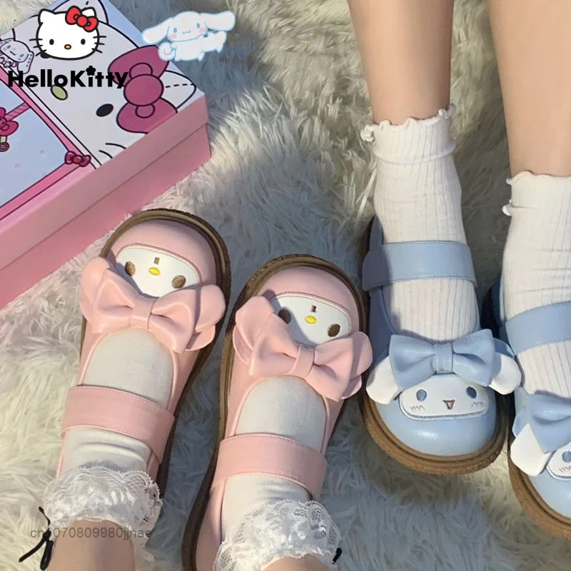 

Sanrio My Melody Hello Kitty Leather Shoes Jk Uniform Style Sweet Shoes Princess Spring Autumn Lolita Soft Round Head Shoes