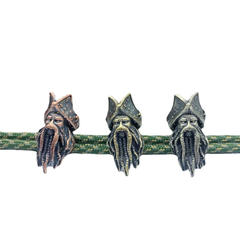 

Hot Movie Character Pirates Captain Figurines Brass Paracord Bead DIY Knife Lanyard Pendant Charms EDC Accessories For Fans Gift