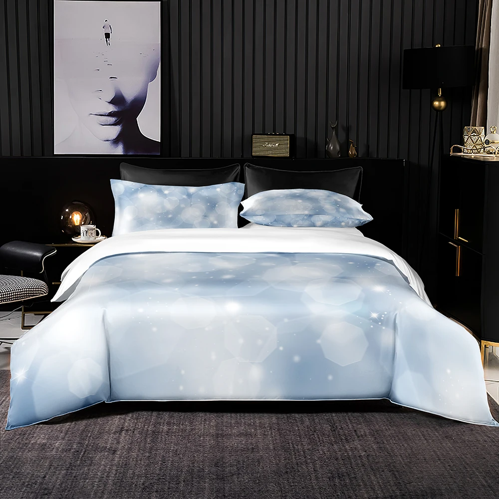

Transparent Bubbles Print Bedding Set Light Blue Duvet Cover Set Bedclothes 2/3pcs Premium Soft for King Queen Size Home Textile