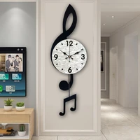 music note wall clock with pendulum creative mute modern design large wall clock luxurious wood shell clocks home decor wandklok