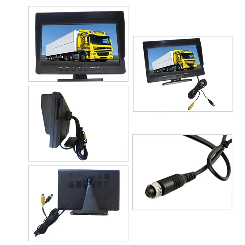 1024X600 IPS 1080P Car Monitor LCD HD Digital Screen Monitoring 2 Way Video Input for Reverse Rear View Camera DVD VCD