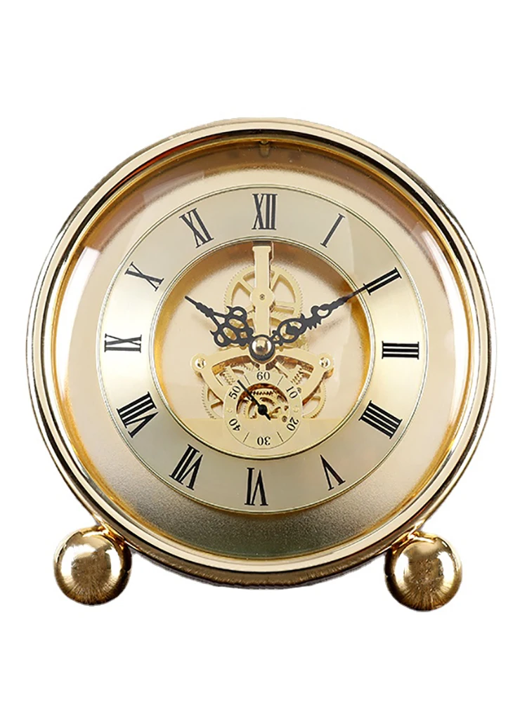 

Luxury Table Clock Modern Gold Metal Desk Clocks Vintage Watches Bedroom Bedside Gear Desktop Clock Living Room Decoration Gift