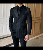 mens patchwork double breasted tuxedo point lapel mens business prom suit best mens blazer suit 3 pieces jacketvestpants