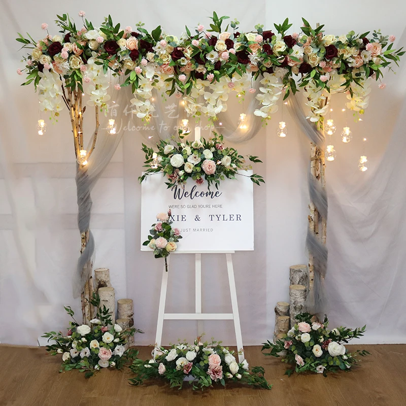 

100cm Artificial flower row wedding backdrop arch decor flower arrangement square round pavilion stand ceremony flower wall